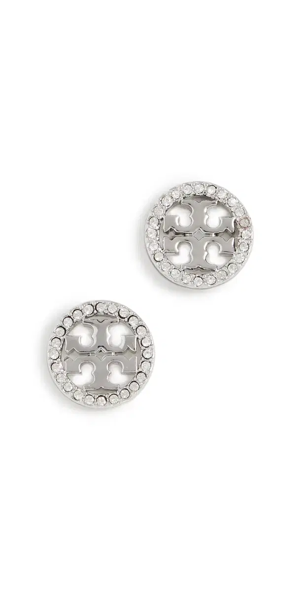 Tory Burch Icon Pavé Circle Stud Earrings Tory Silver/Crystal One Size