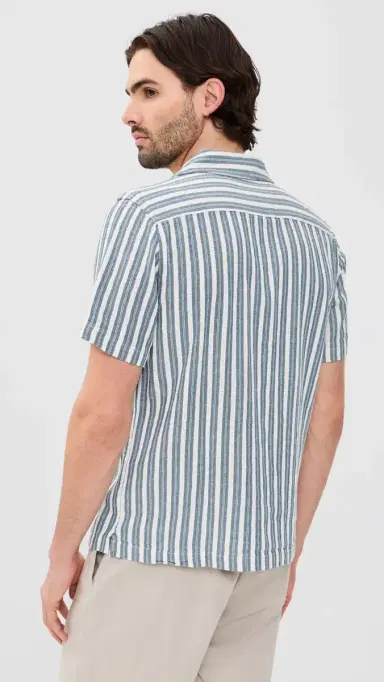 RAILS Fielder Camp Shirt arine White Stripe | Thumbnail 3