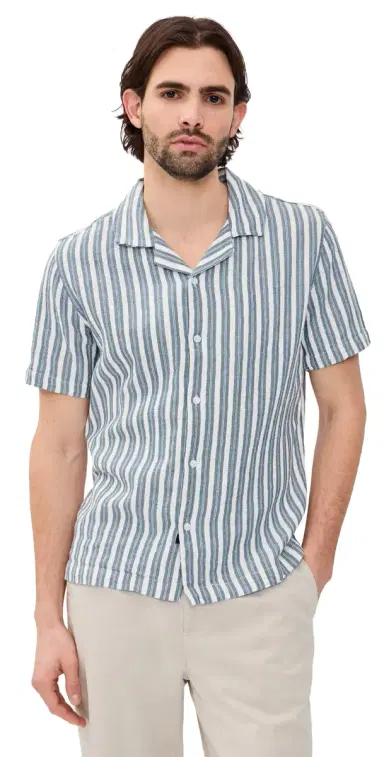RAILS Fielder Camp Shirt arine White Stripe | Thumbnail 1