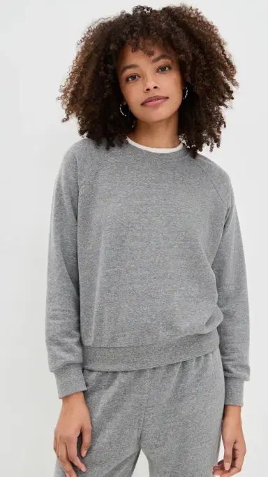 perfectwhitetee Alexi French Terry Sweatshirt Dark Heather Grey | Thumbnail 2 perfectwhitetee Alexi French Terry Sweatshirt Dark Heather Grey | Thumbnail 2