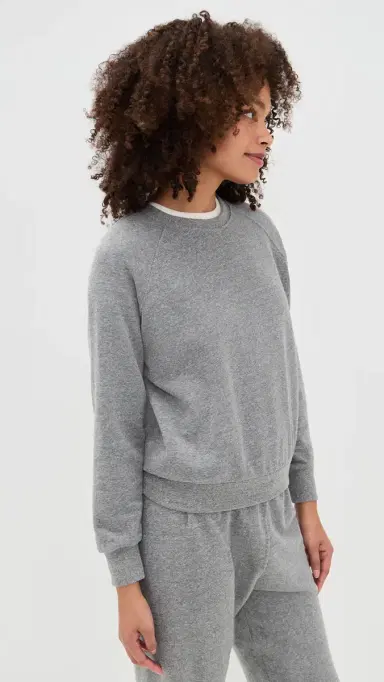 perfectwhitetee Alexi French Terry Sweatshirt Dark Heather Grey | Thumbnail 4 perfectwhitetee Alexi French Terry Sweatshirt Dark Heather Grey | Thumbnail 4