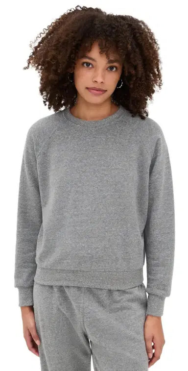 perfectwhitetee Alexi French Terry Sweatshirt Dark Heather Grey | Thumbnail 1 perfectwhitetee Alexi French Terry Sweatshirt Dark Heather Grey | Thumbnail 1
