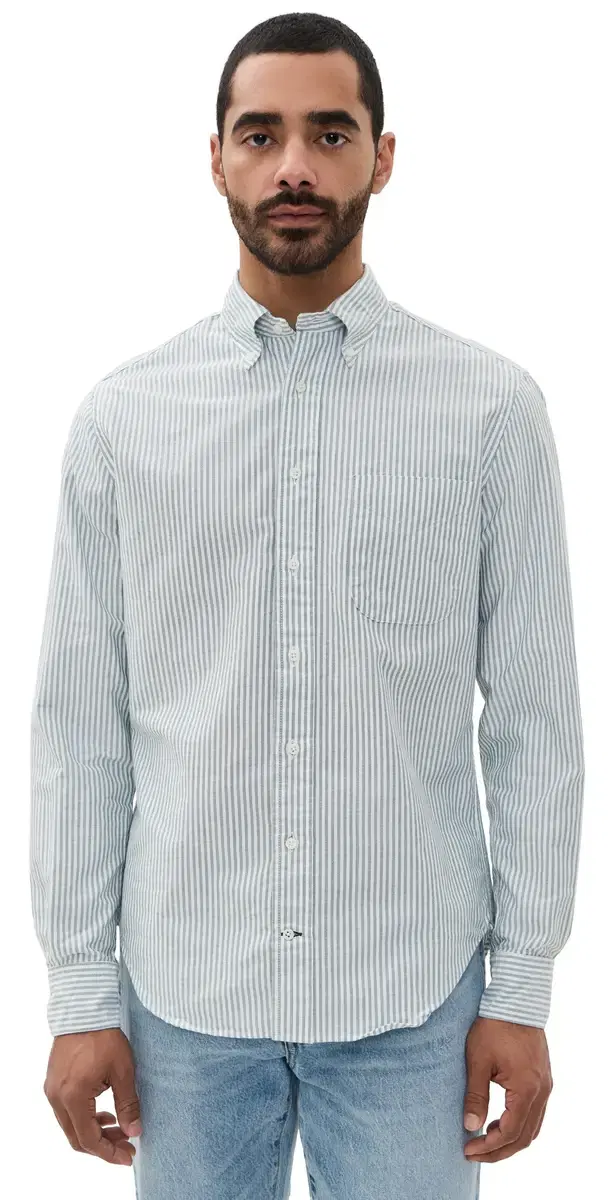 triped pring Oxford hirt Green tripe