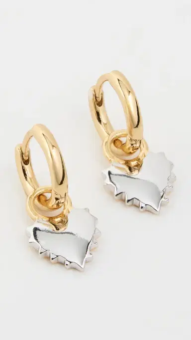 HART Two-Toned Spikey Heart Huggie Hoop Earrings Two Toned One Size | Thumbnail 2