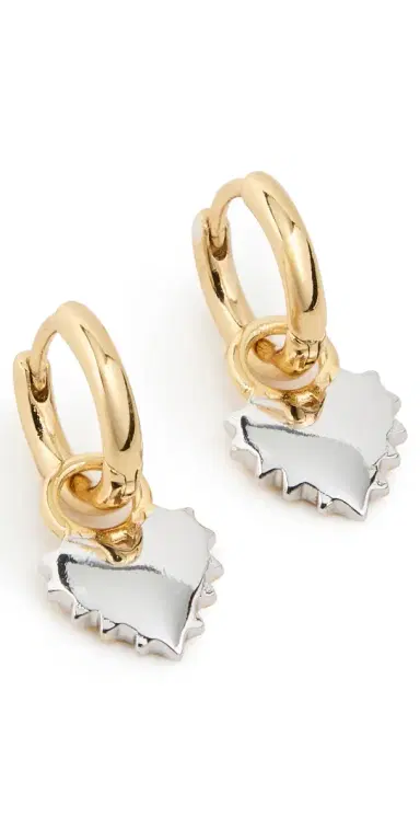 HART Two-Toned Spikey Heart Huggie Hoop Earrings Two Toned One Size | Thumbnail 1