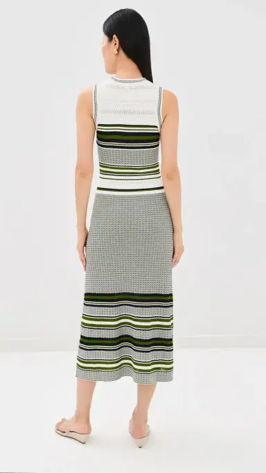 Veronica Beard Dawna Knit Dress Navy/Cactus/Off White | Thumbnail 3