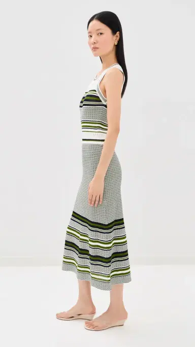 Veronica Beard Dawna Knit Dress Navy/Cactus/Off White | Thumbnail 4
