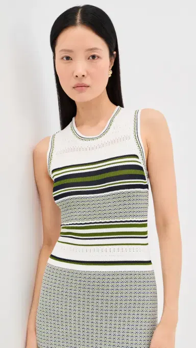 Veronica Beard Dawna Knit Dress Navy/Cactus/Off White | Thumbnail 5