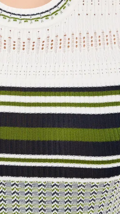 Veronica Beard Dawna Knit Dress Navy/Cactus/Off White | Thumbnail 6
