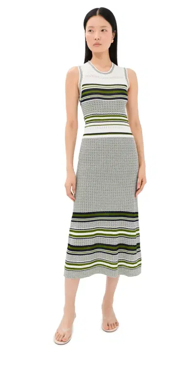 Veronica Beard Dawna Knit Dress Navy/Cactus/Off White | Thumbnail 1