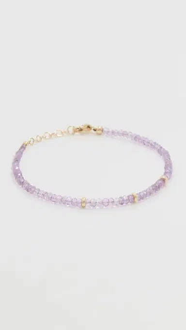 EF COLLECTION 14k Gold Amethyst Birthstone Bead Bracelet | Thumbnail 2