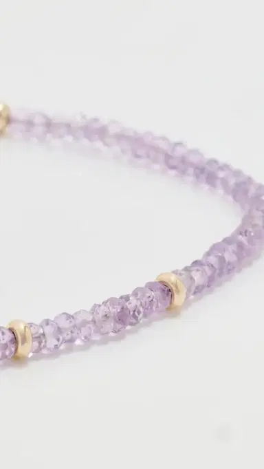 EF COLLECTION 14k Gold Amethyst Birthstone Bead Bracelet | Thumbnail 4
