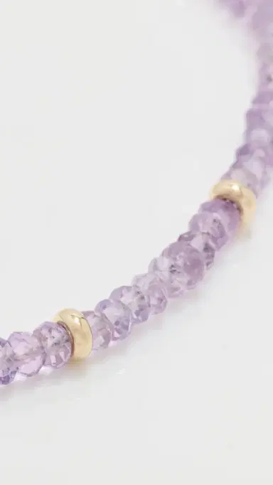 EF COLLECTION 14k Gold Amethyst Birthstone Bead Bracelet | Thumbnail 5
