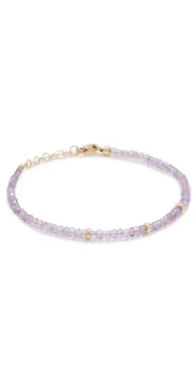 EF COLLECTION 14k Gold Amethyst Birthstone Bead Bracelet | Thumbnail 1
