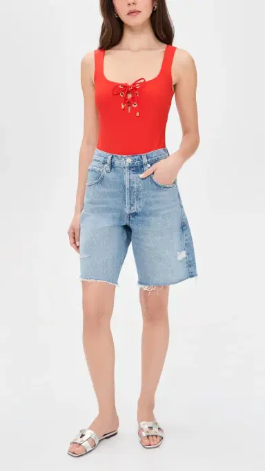 STYLEST Dreamculpt Lace-Up Tank One Piece Hot Pepper | Thumbnail 5