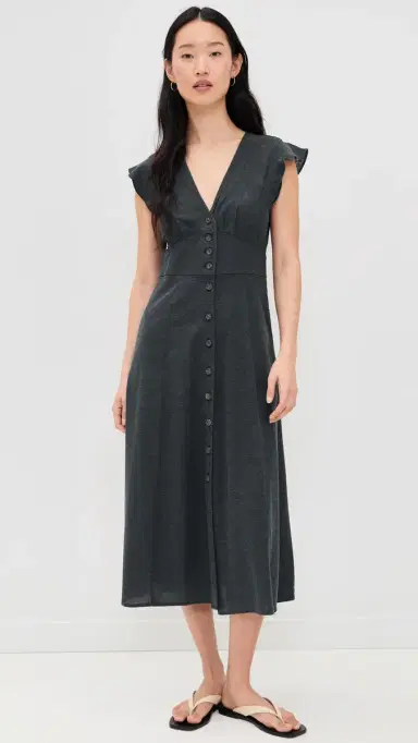 Marine Layer Camila Midi Dress Black | Thumbnail 2