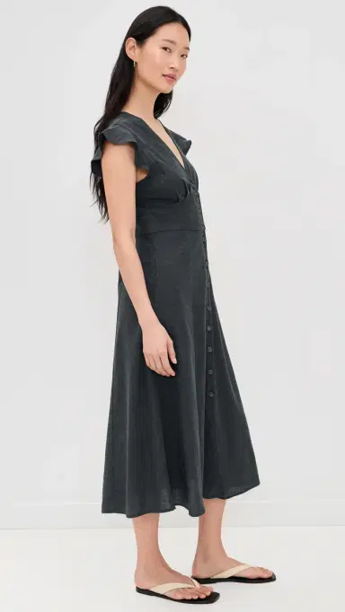 Marine Layer Camila Midi Dress Black | Thumbnail 4