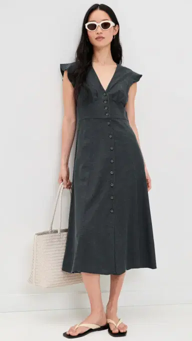 Marine Layer Camila Midi Dress Black | Thumbnail 5
