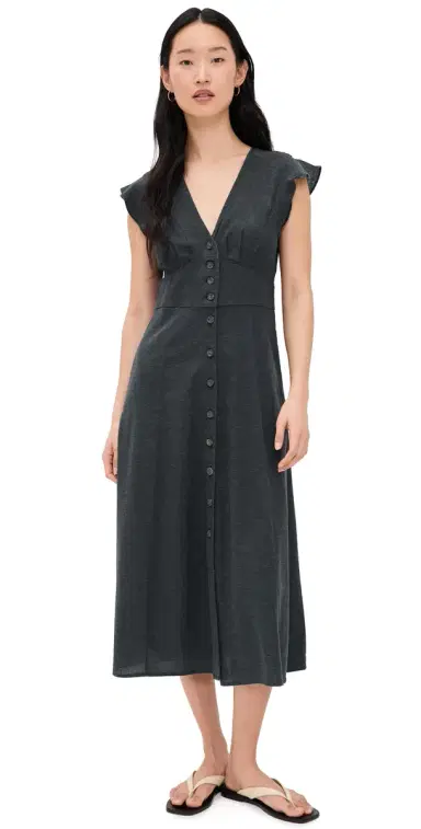 Marine Layer Camila Midi Dress Black | Thumbnail 1