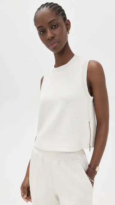 Varley Shea Crop Tank Ivory Marl L | Thumbnail 2 Varley Shea Crop Tank Ivory Marl L | Thumbnail 2