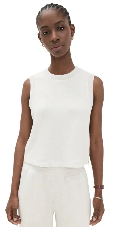 Varley Shea Crop Tank Ivory Marl L | Thumbnail 1 Varley Shea Crop Tank Ivory Marl L | Thumbnail 1