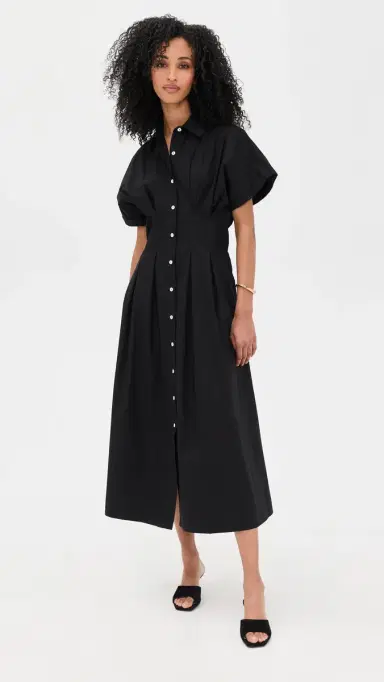 LE BOP Roberta Button Down Dress Black XS | Thumbnail 2