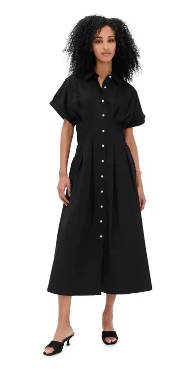 LE BOP Roberta Button Down Dress Black XS | Thumbnail 1