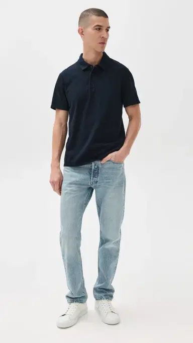 Vince Garment Dye Polo Washed Coastal M | Thumbnail 5