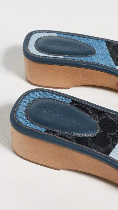 Coach Margot Wooden Sandals Dark Indigo Patchwork Denim | Thumbnail 4 Coach Margot Wooden Sandals Dark Indigo Patchwork Denim | Thumbnail 4