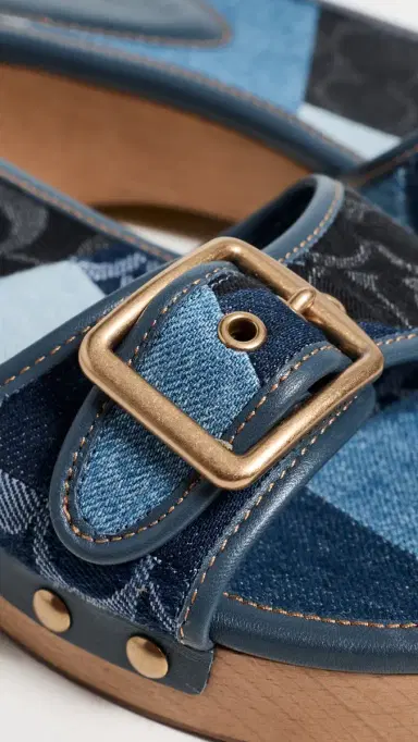 Coach Margot Wooden Sandals Dark Indigo Patchwork Denim | Thumbnail 6 Coach Margot Wooden Sandals Dark Indigo Patchwork Denim | Thumbnail 6