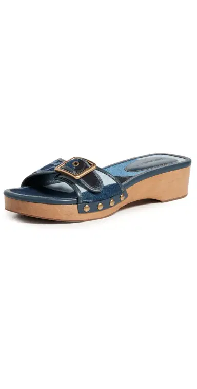 Coach Margot Wooden Sandals Dark Indigo Patchwork Denim | Thumbnail 1 Coach Margot Wooden Sandals Dark Indigo Patchwork Denim | Thumbnail 1