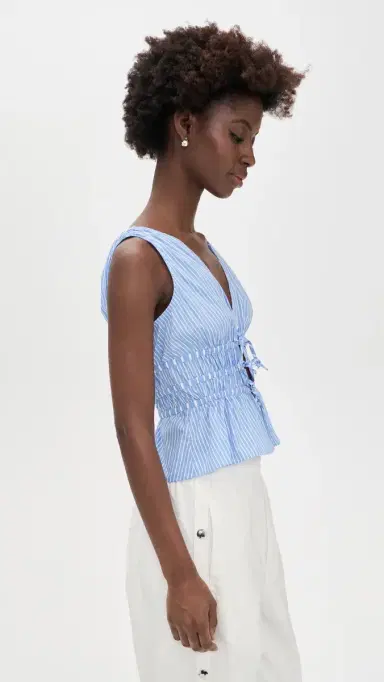 Aknvas Eva Poplin Tie Top Blue Stripe 6 | Thumbnail 4 Aknvas Eva Poplin Tie Top Blue Stripe 6 | Thumbnail 4