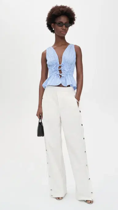 Aknvas Eva Poplin Tie Top Blue Stripe 6 | Thumbnail 5 Aknvas Eva Poplin Tie Top Blue Stripe 6 | Thumbnail 5