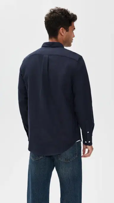 Portuguese Flannel Teca 2.0 Brushed Flannel Button Down Shirt Navy | Thumbnail 3
