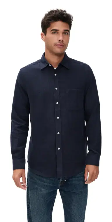 Portuguese Flannel Teca 2.0 Brushed Flannel Button Down Shirt Navy | Thumbnail 1