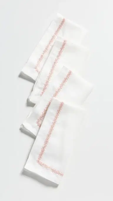 Kim Seybert Jardin Napkins Set of 4 White/Blush One Size | Thumbnail 5