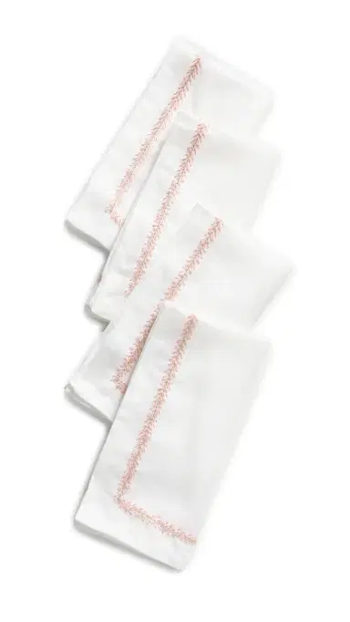Kim Seybert Jardin Napkins Set of 4 White/Blush One Size | Thumbnail 6