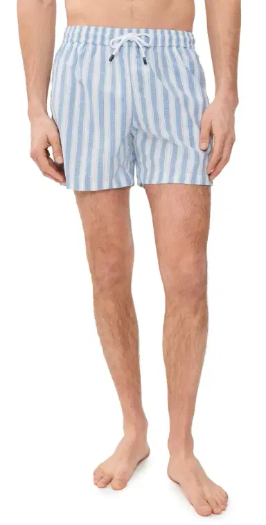 Fedeli Madeira Swim Trunks 4 Green Bold Seersucker Stripe | Thumbnail 1 Fedeli Madeira Swim Trunks 4 Green Bold Seersucker Stripe | Thumbnail 1