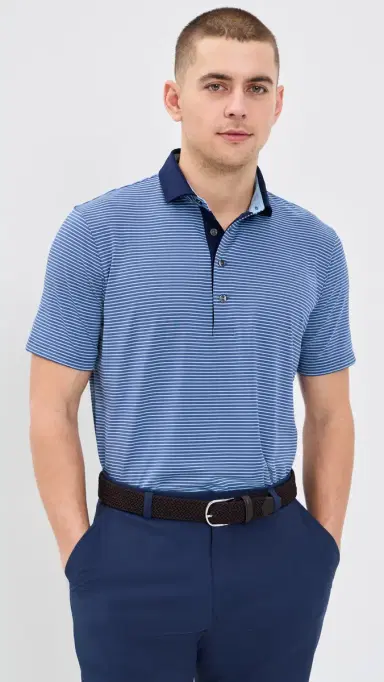 Greyson Aurora Striped Polo Falcon/Wolf Blue S | Thumbnail 2
