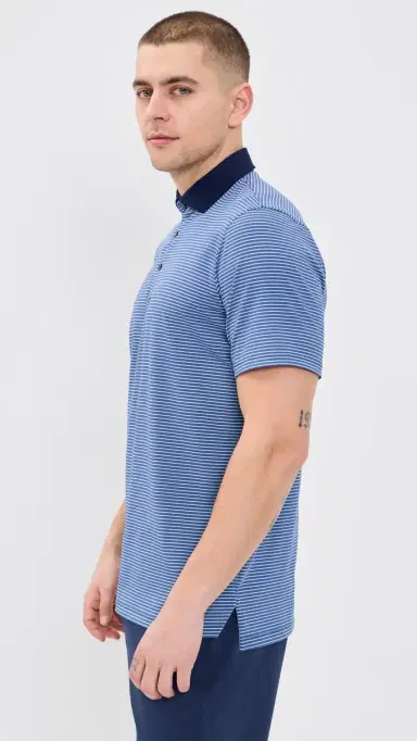 Greyson Aurora Striped Polo Falcon/Wolf Blue S | Thumbnail 4