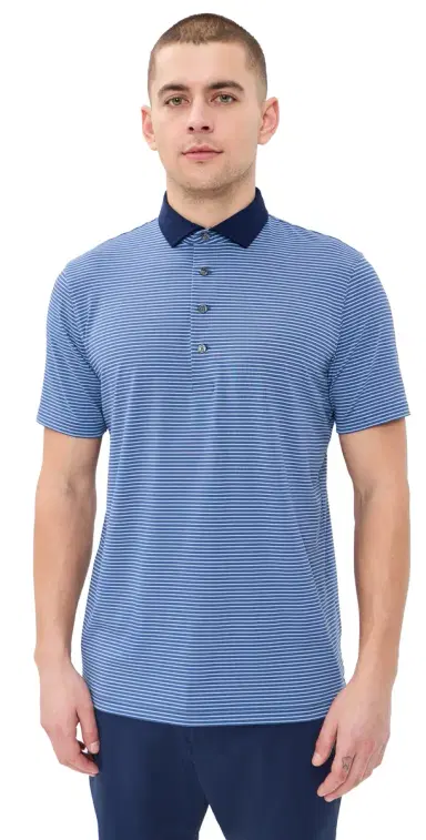 Greyson Aurora Striped Polo Falcon/Wolf Blue S | Thumbnail 1