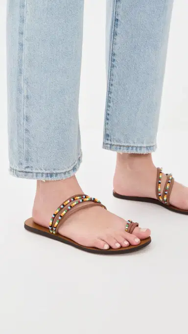MANEBI Leather Sandals Tan 39 | Thumbnail 3