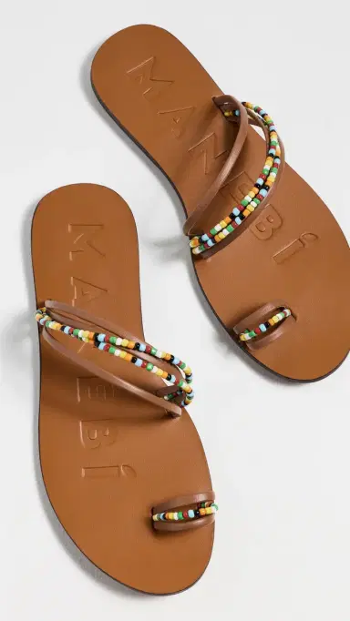 MANEBI Leather Sandals Tan 39 | Thumbnail 6