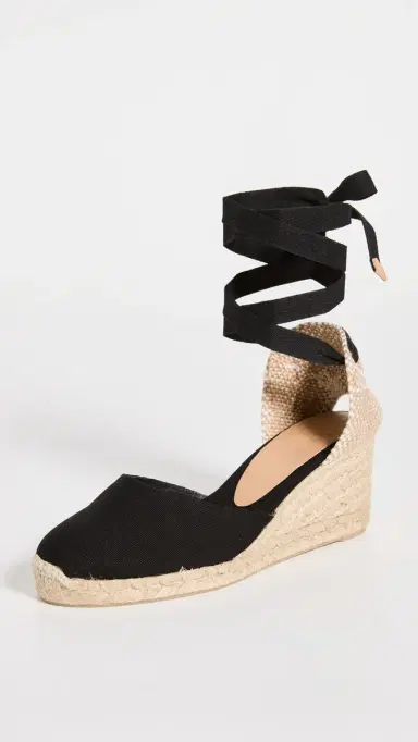 Castañer Carina Mid Wedge Canvas Espadrilles Black 35 | Thumbnail 2