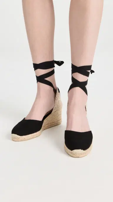 Castañer Carina Mid Wedge Canvas Espadrilles Black 35 | Thumbnail 3