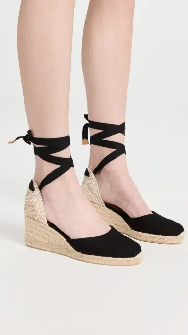 Castañer Carina Mid Wedge Canvas Espadrilles Black 35 | Thumbnail 4