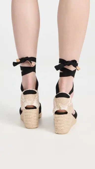 Castañer Carina Mid Wedge Canvas Espadrilles Black 35 | Thumbnail 5