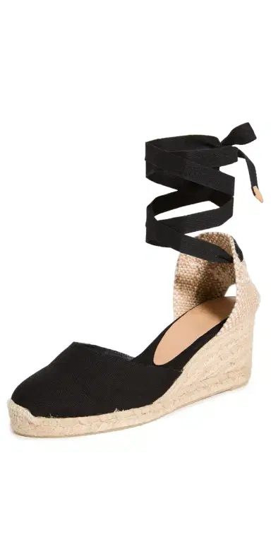 Castañer Carina Mid Wedge Canvas Espadrilles Black 35 | Thumbnail 1