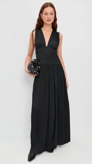 Ulla Johnson Tasneem Deep V Gown Noir | Thumbnail 2