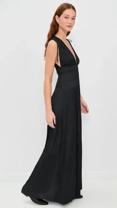 Ulla Johnson Tasneem Deep V Gown Noir | Thumbnail 4